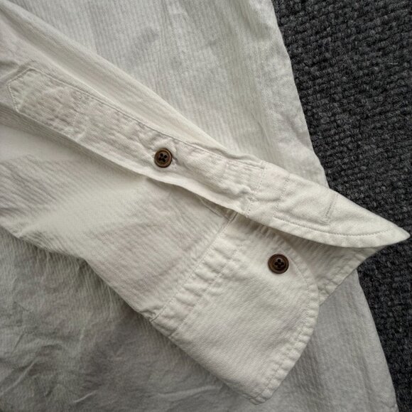 Massimo Dutti Men White Long Sleeve Button Up Shirt Elbow Patches Large Finest - Picture 9 of 16